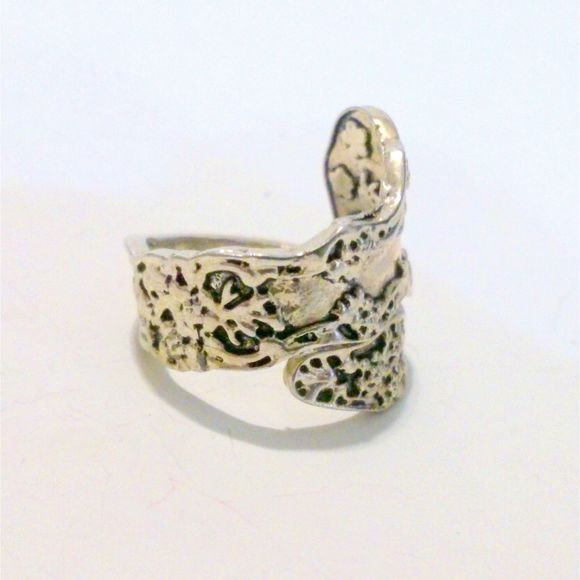 Vintage Silver Tone Flatware Style Bypass Ring Size 9 - Picture 3 of 4